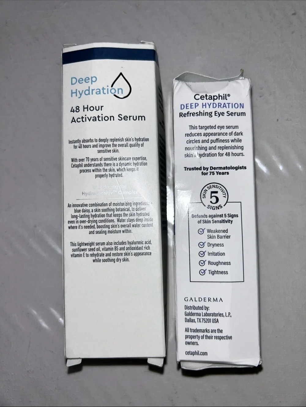 2x Cetaphil Deep Hydration Skincare Set - Face Serum & Refreshing Eye Serum